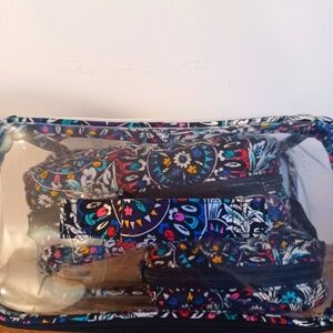 New Vera Bradley Woman's Floral Travel Cosmetic Bag Set
